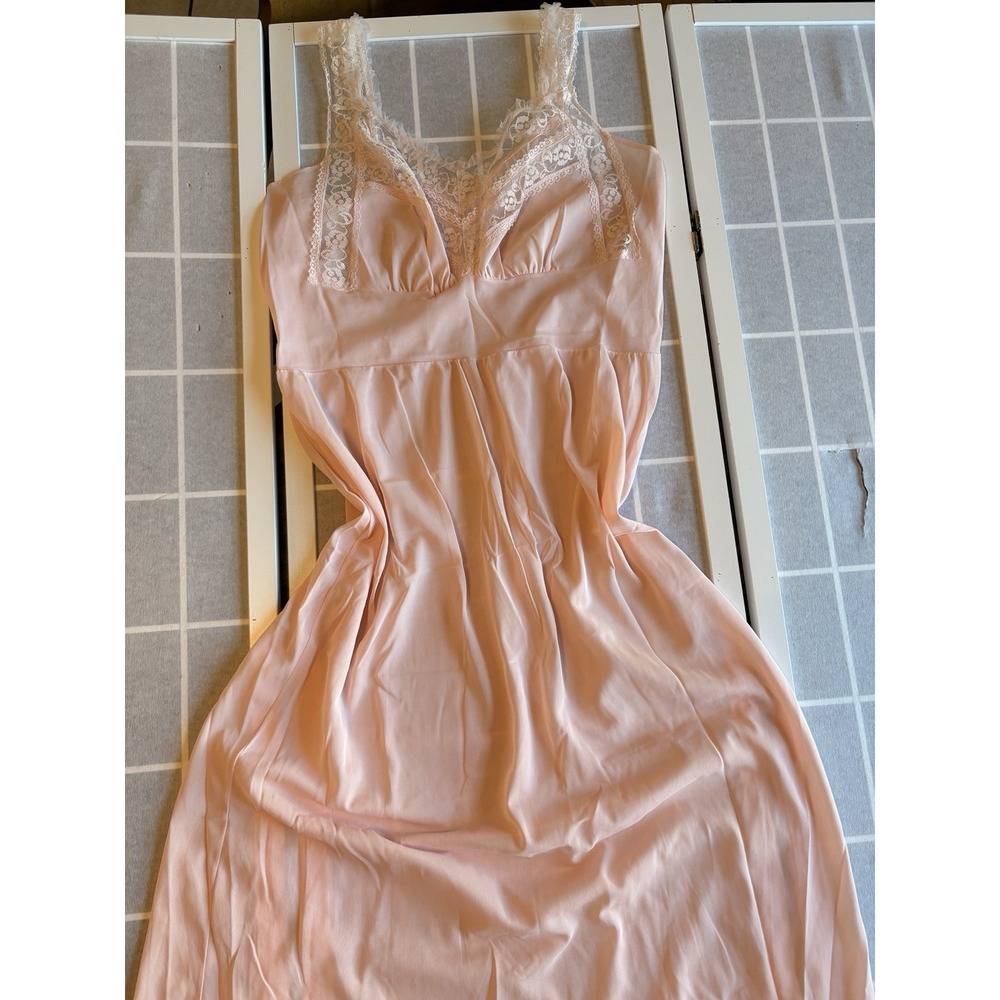 Vintage Satin Lace Pink Long Lingerie Sabrina Carpenter Slip Dress Negligee Sz M